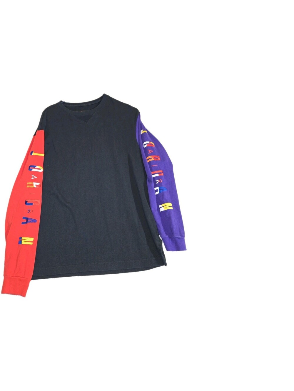 air jordan long sleeve Mens Shirt S Spellout On Sleeves Pullover Color Block